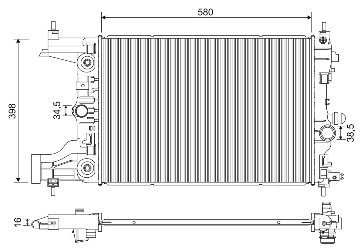 Radiator, engine cooling - 701244 VALEO