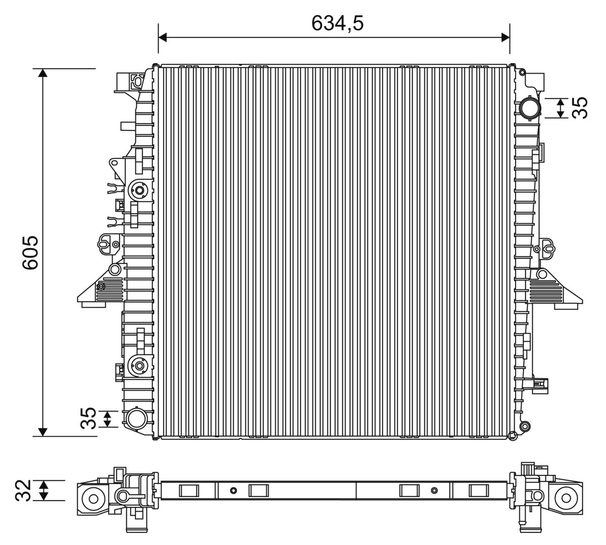 Radiator, engine cooling - 701268 VALEO