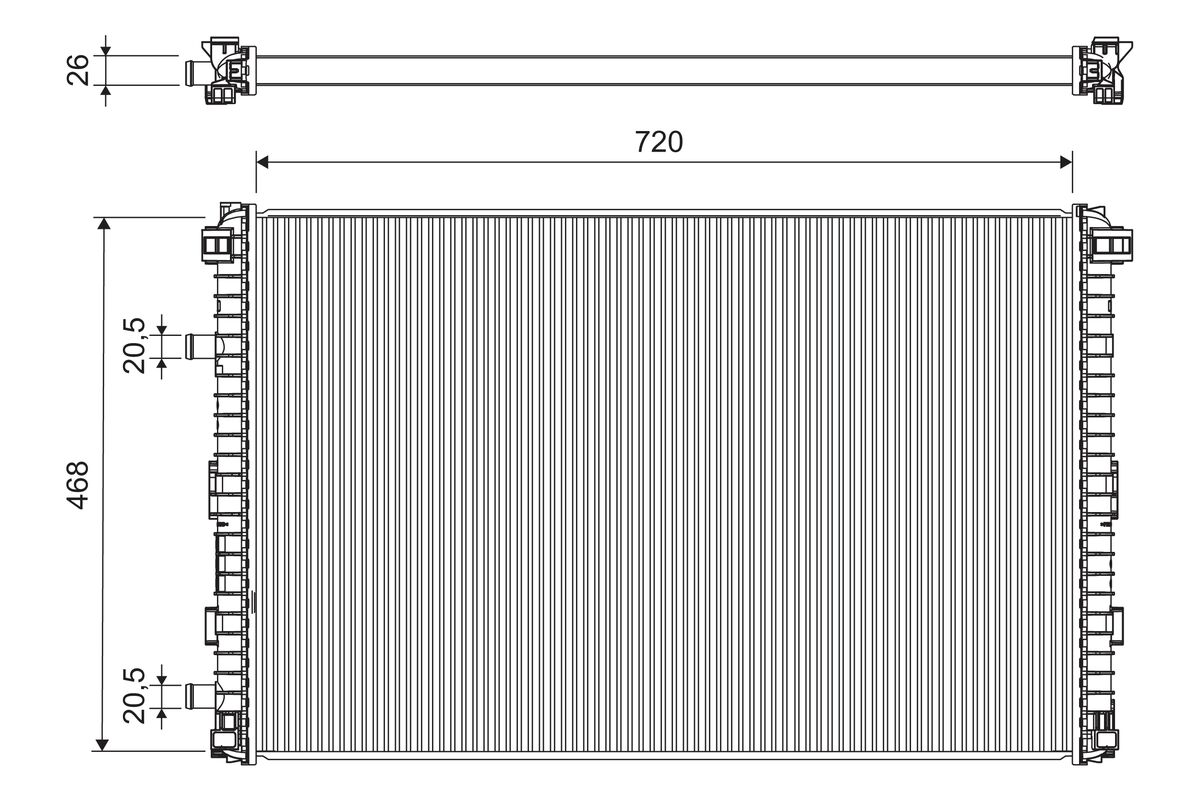 Radiator, engine cooling - 701305 VALEO