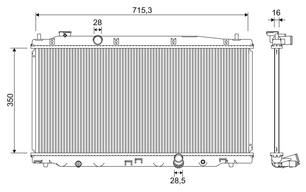 Radiator, engine cooling - 701353 VALEO