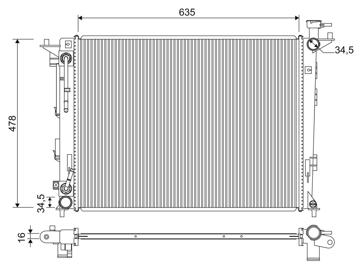 Radiator, engine cooling - 701354 VALEO