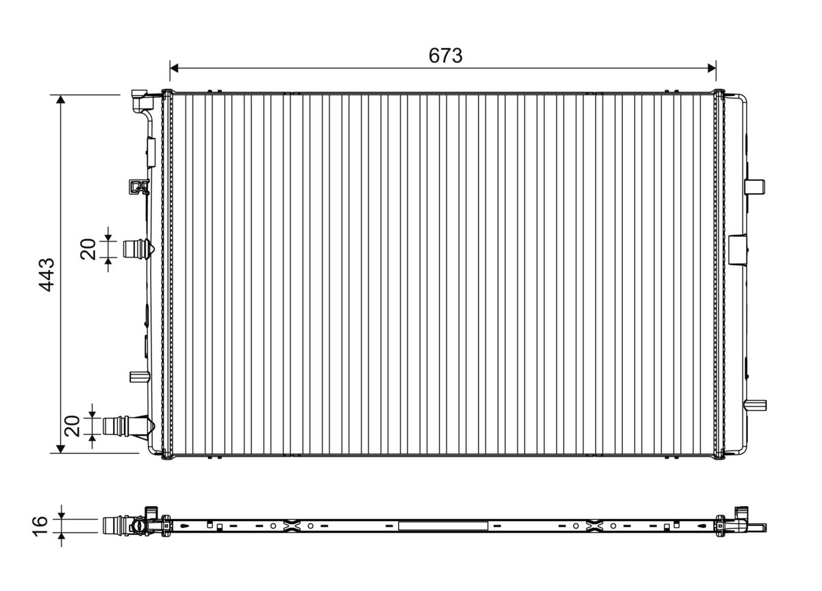 Radiator, engine cooling - 701395 VALEO