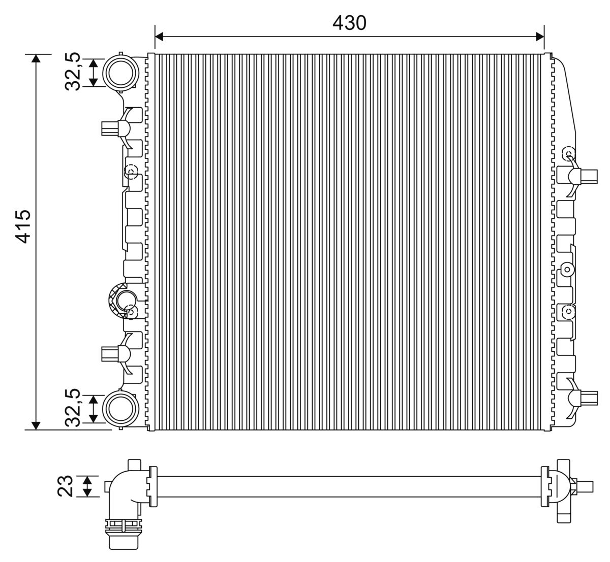 Radiator, engine cooling - 733062 VALEO