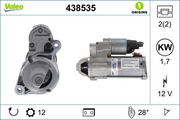 Стартер - 438535 VALEO