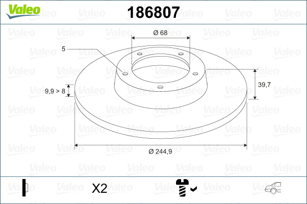 Brake Disc - 186807 VALEO