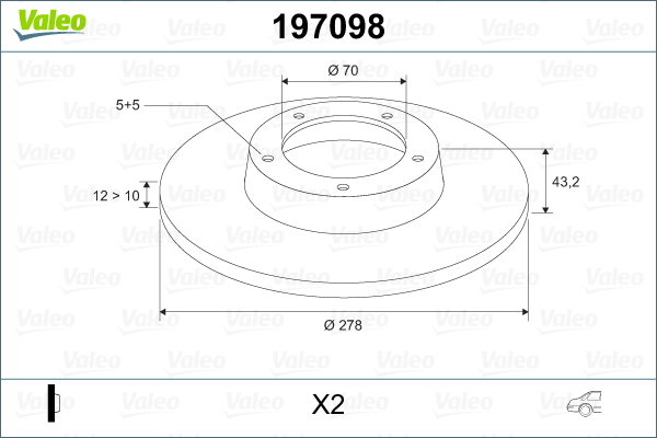 Brake Disc - 197098 VALEO