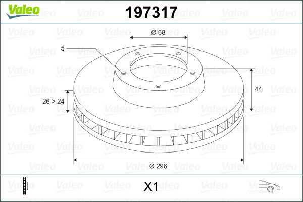 Brake Disc - 197317 VALEO