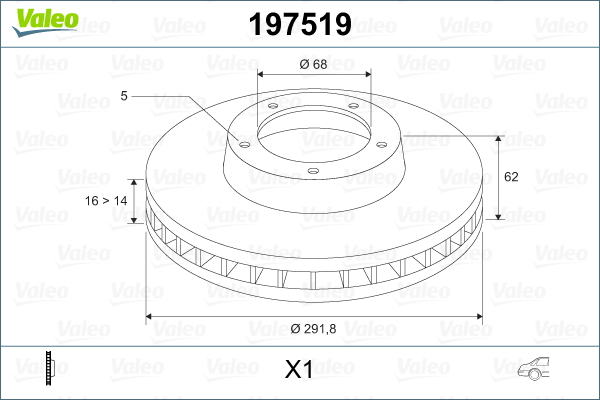Brake Disc - 197519 VALEO