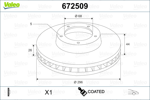Brake Disc - 672509 VALEO