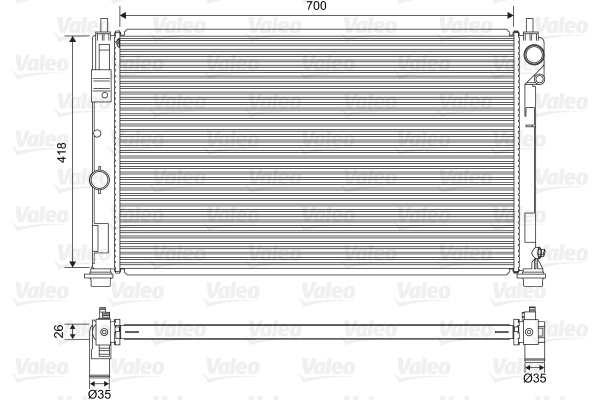 Radiator, engine cooling - 701571 VALEO