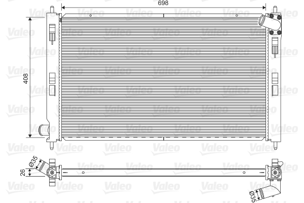 Radiator, engine cooling - 701577 VALEO