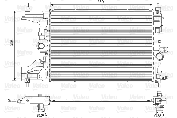 Radiator, engine cooling - 701594 VALEO