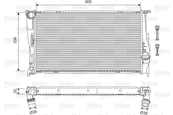 Radiator, engine cooling - 701601 VALEO