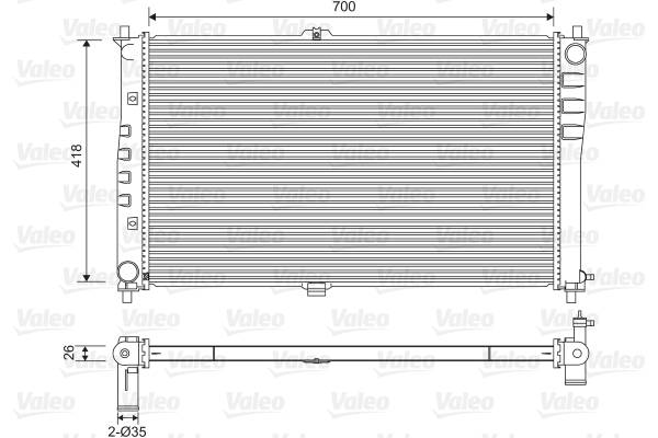 Radiatore, Raffreddamento motore - 701602 VALEO
