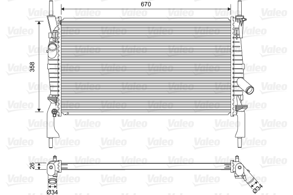 Radiator, engine cooling - 701606 VALEO