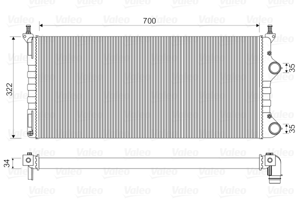 Radiator, engine cooling - 734692 VALEO