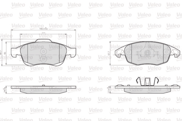 Комплект тормозных колодок, дисковый тормоз - 872538 VALEO