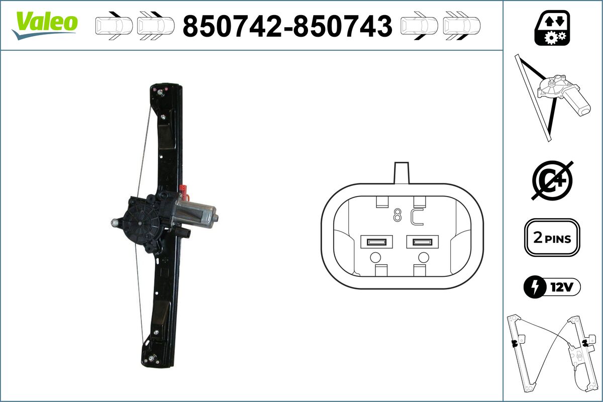 Window Regulator - 850742 VALEO