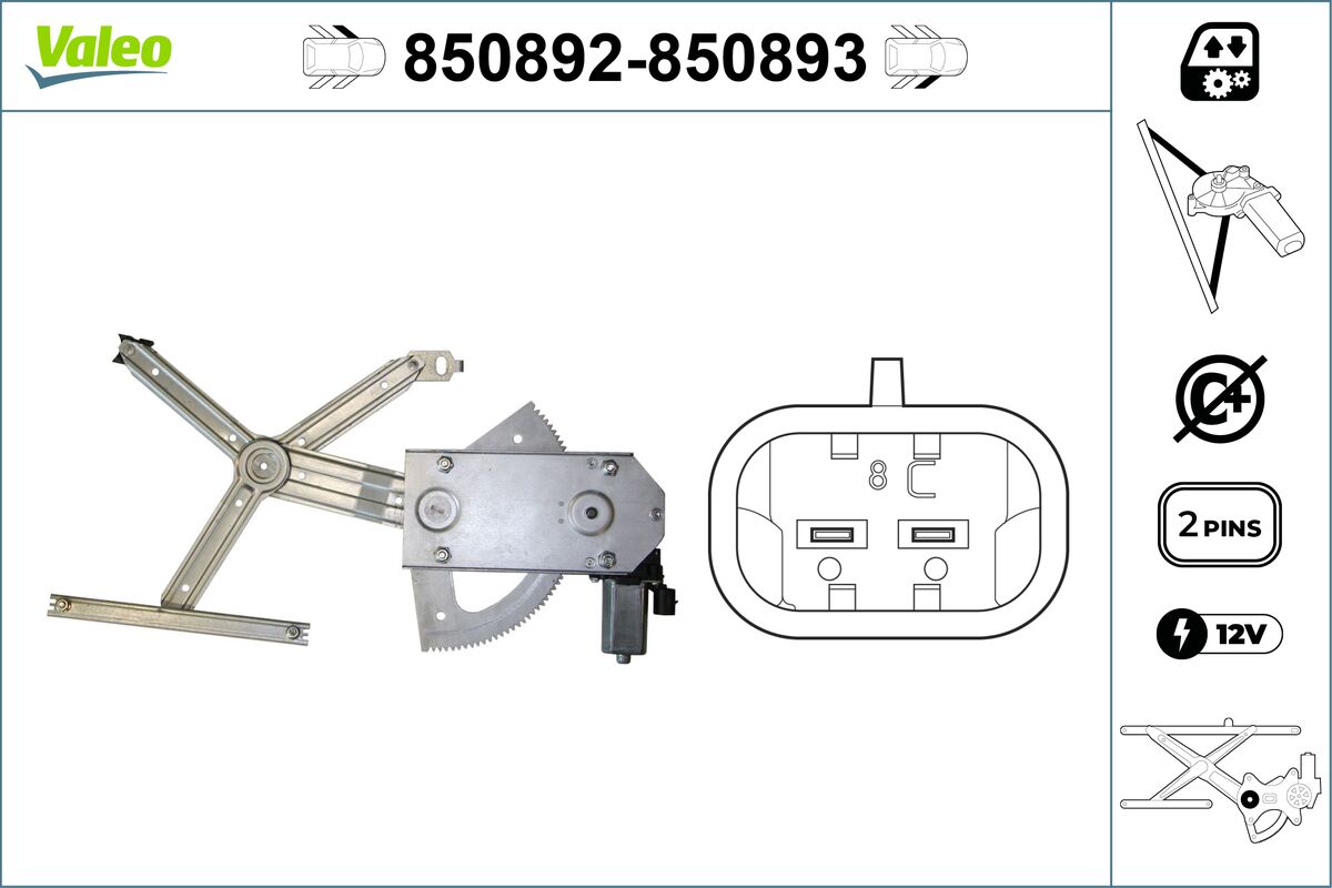 Window Regulator - 850892 VALEO