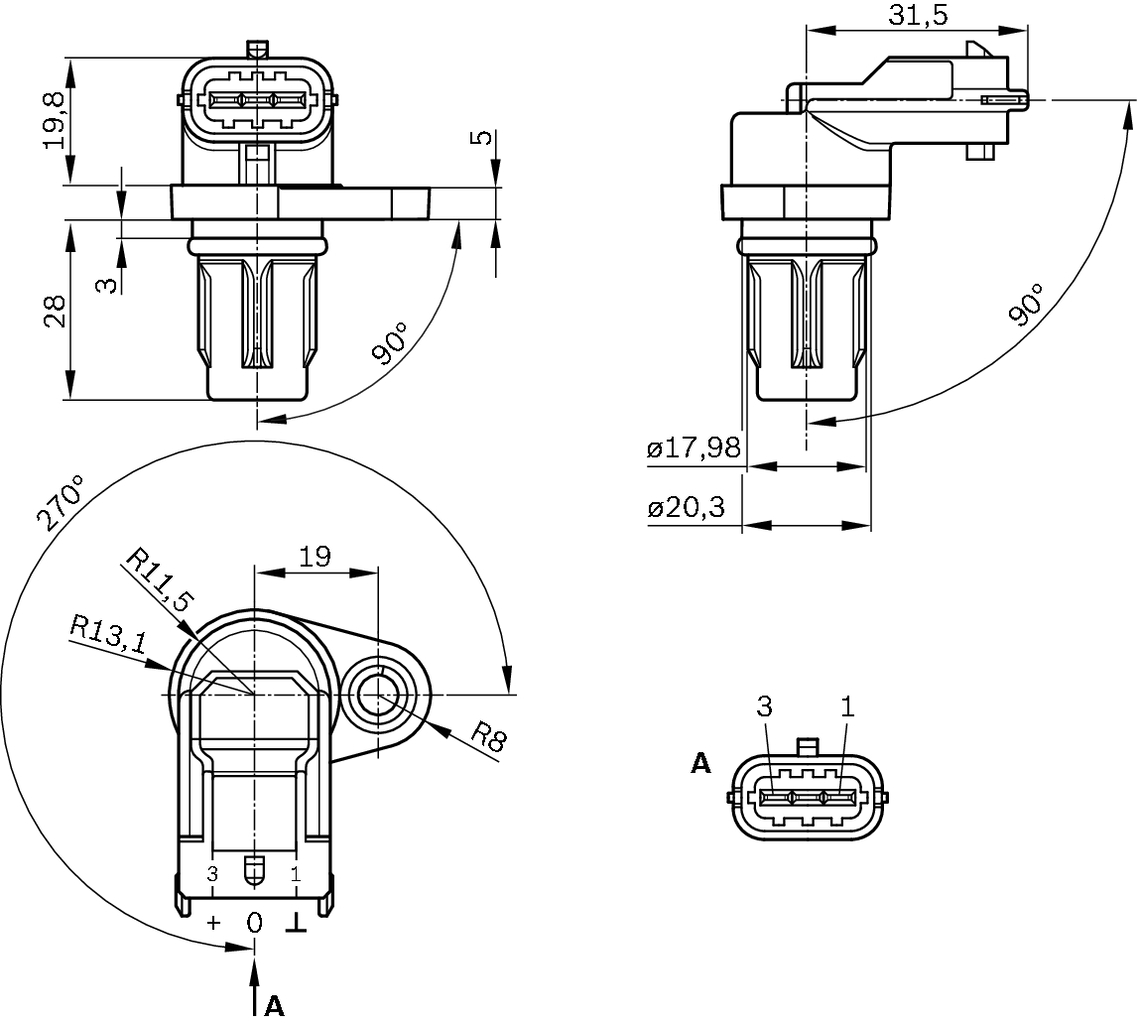 Sensor, camshaft position - 0 232 103 097 BOSCH