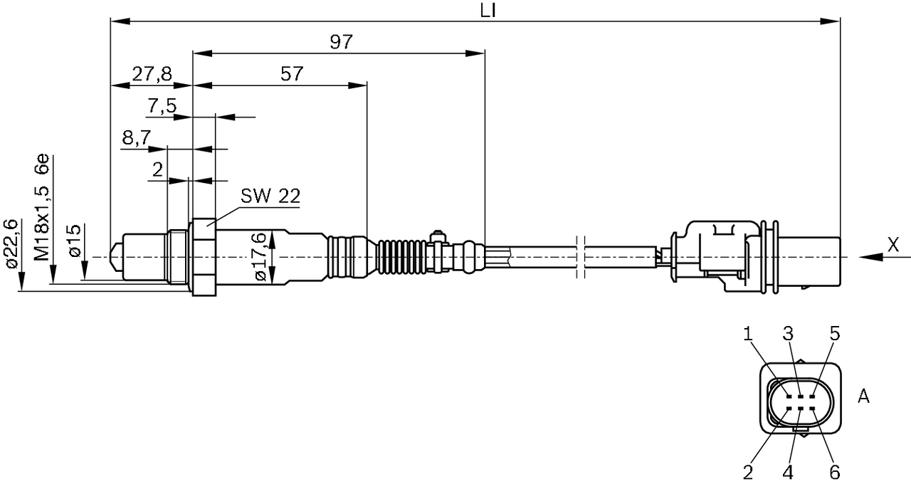 Lambda Sensor - 0 258 017 025 BOSCH
