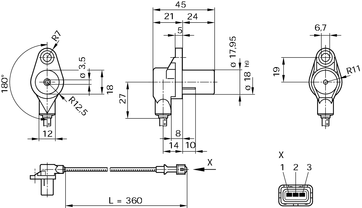 Sensor, crankshaft pulse - 0 261 210 104 BOSCH