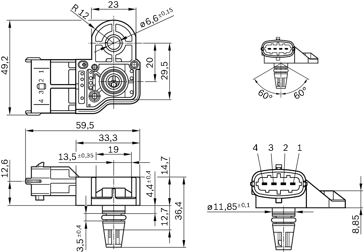 Sensor, boost pressure - 0 261 230 280 BOSCH