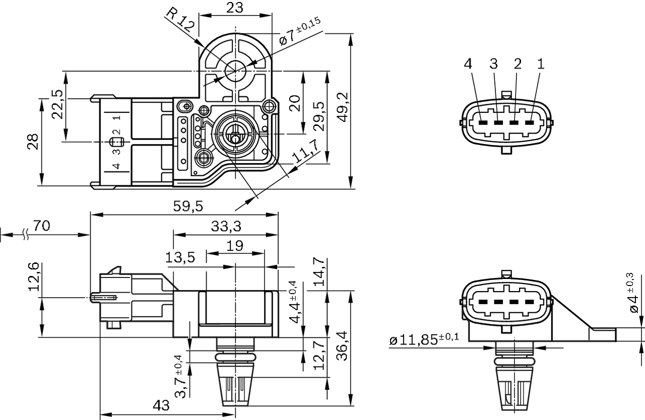 Sensor, boost pressure - 0 261 230 302 BOSCH