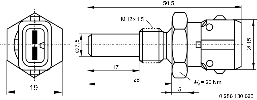 Sensor, coolant temperature - 0 280 130 026 BOSCH