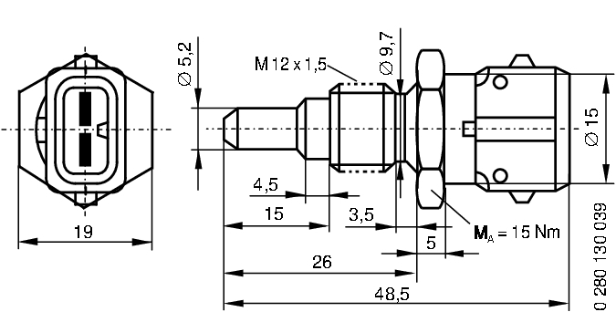 Sensor, coolant temperature - 0 280 130 039 BOSCH