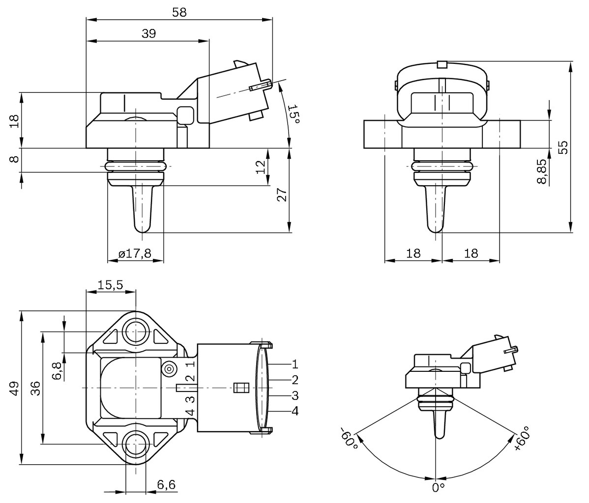 Sensor, boost pressure - 0 281 002 316 BOSCH