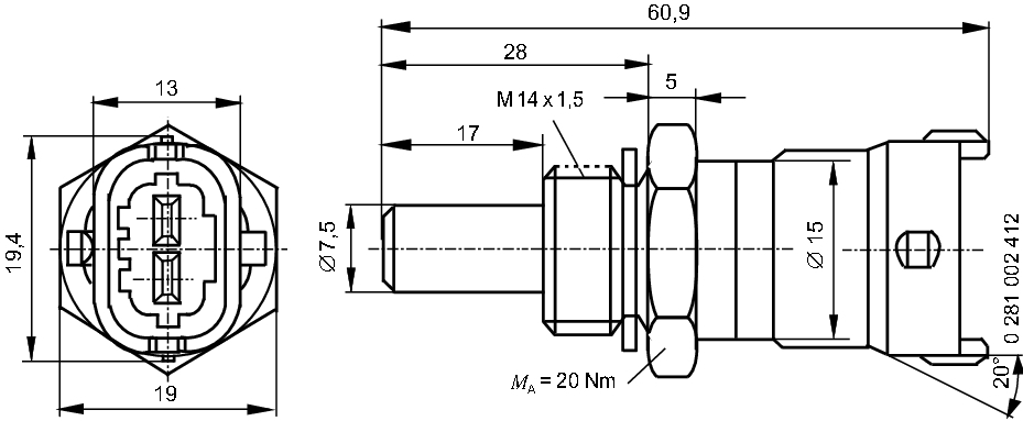 Sensor, coolant temperature - 0 281 002 412 BOSCH