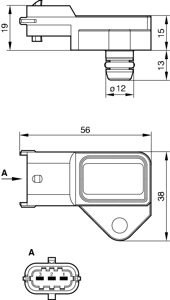 Sensor, boost pressure - 0 281 002 487 BOSCH