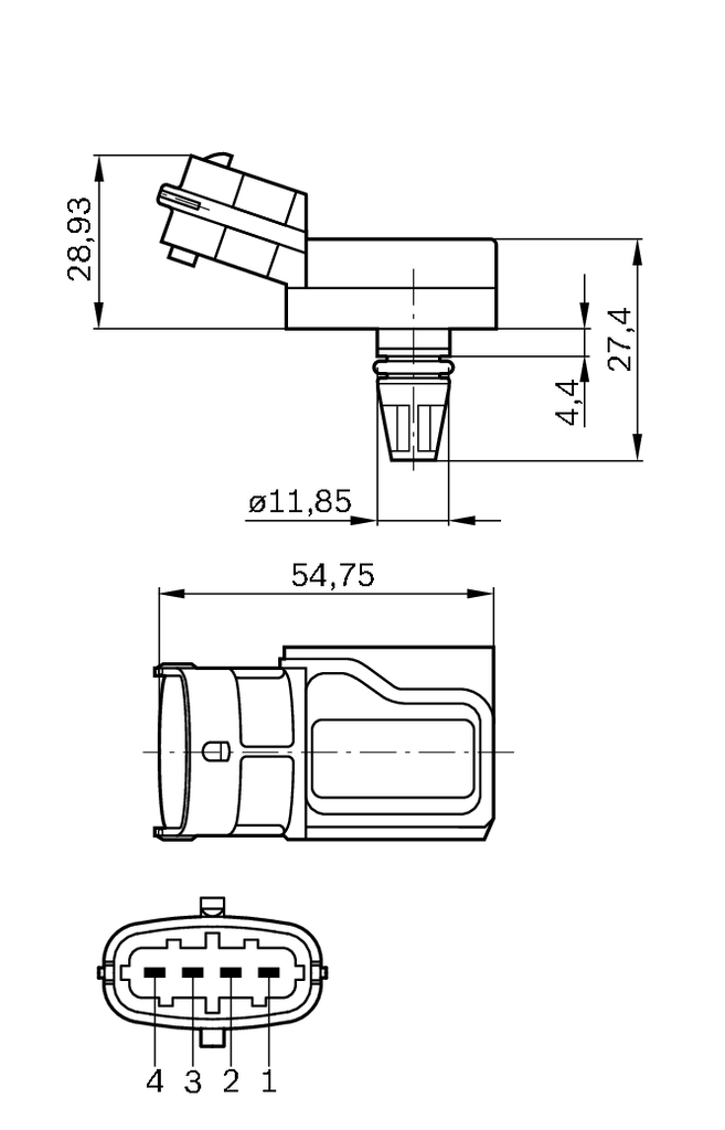 Sensor, boost pressure - 0 281 002 573 BOSCH