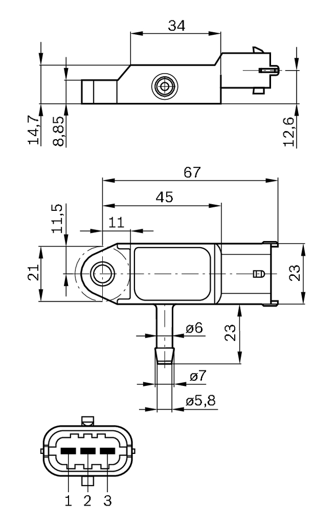 Sensor, boost pressure - 0 281 002 593 BOSCH
