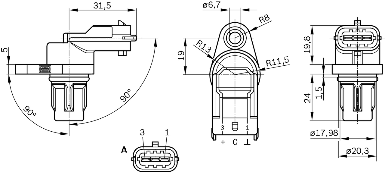 Sensor, crankshaft pulse - 0 281 002 667 BOSCH
