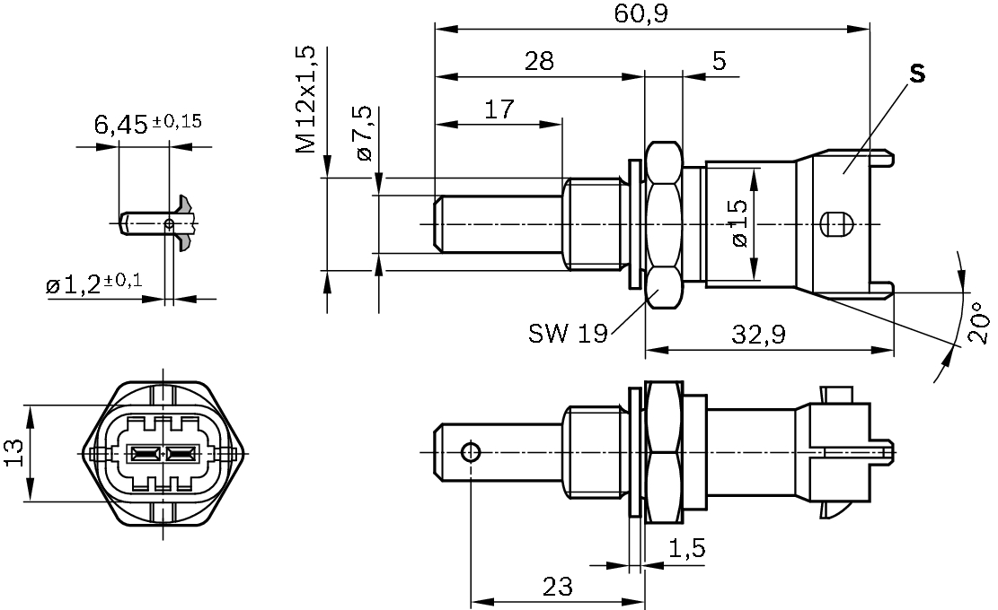 Sensor, coolant temperature - 0 281 002 704 BOSCH