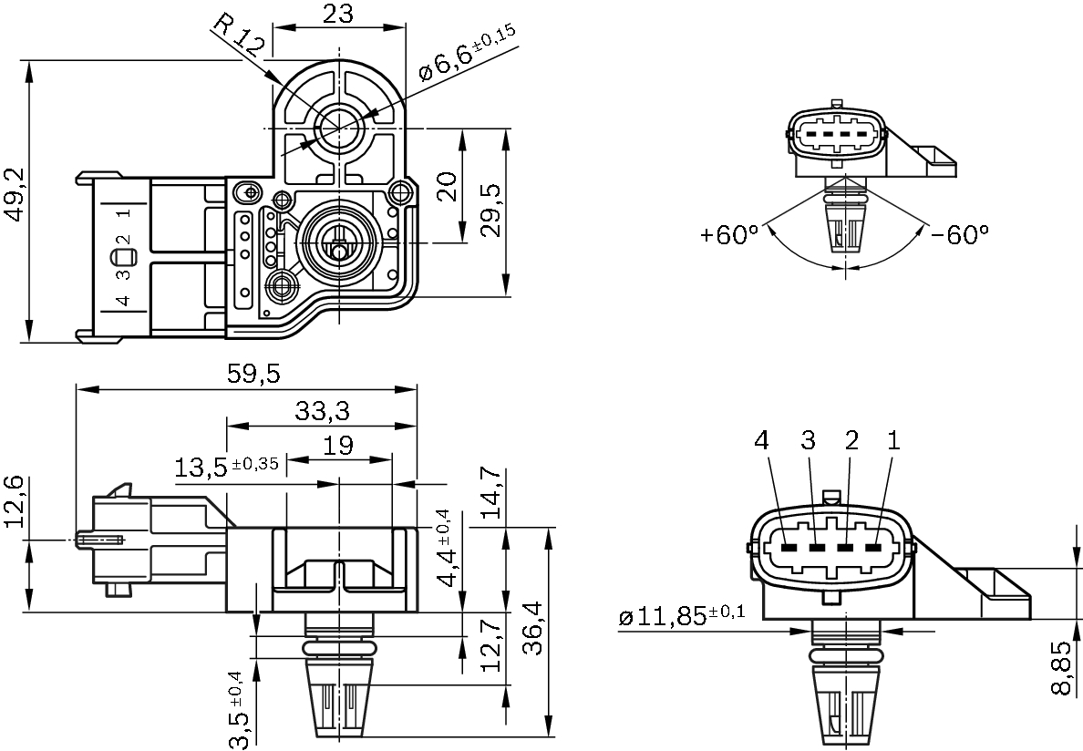 Sensor, boost pressure - 0 281 006 051 BOSCH