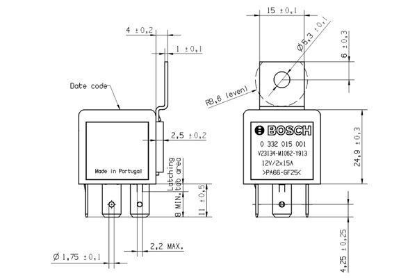 Relay, main current - 0 332 015 001 BOSCH