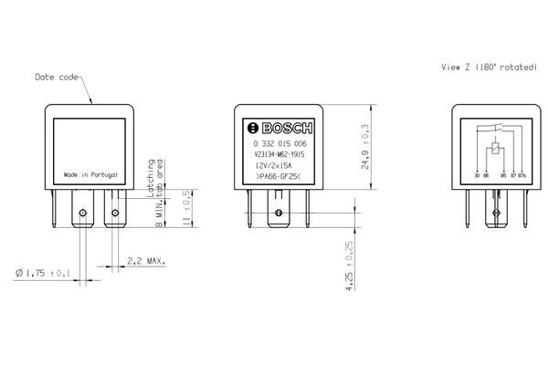 Relay, main current - 0 332 015 006 BOSCH