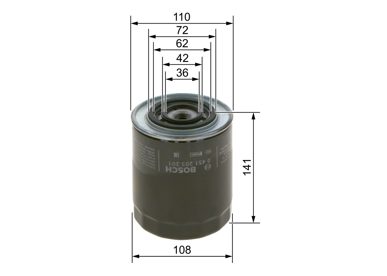 Filtro olio - 0 451 203 201 BOSCH