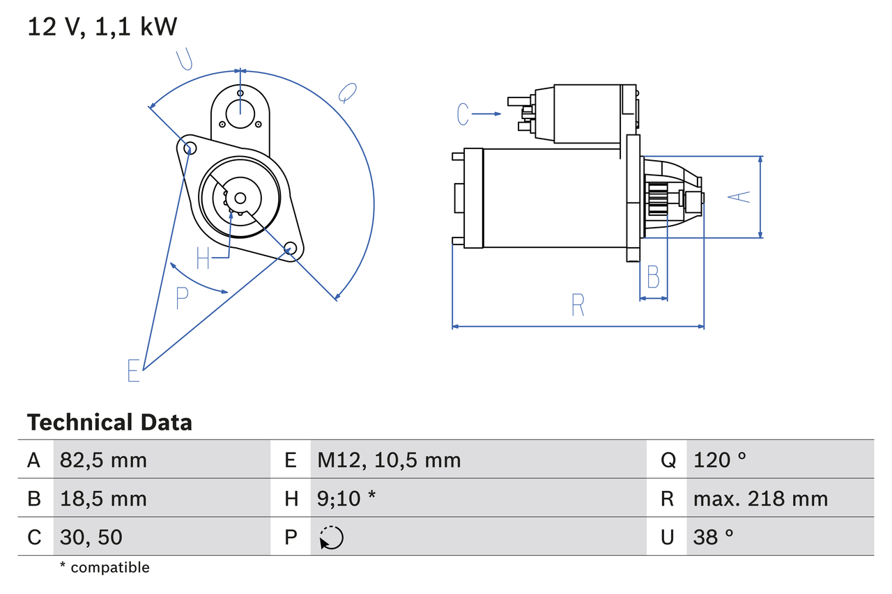 Starter - 0 986 016 280 BOSCH