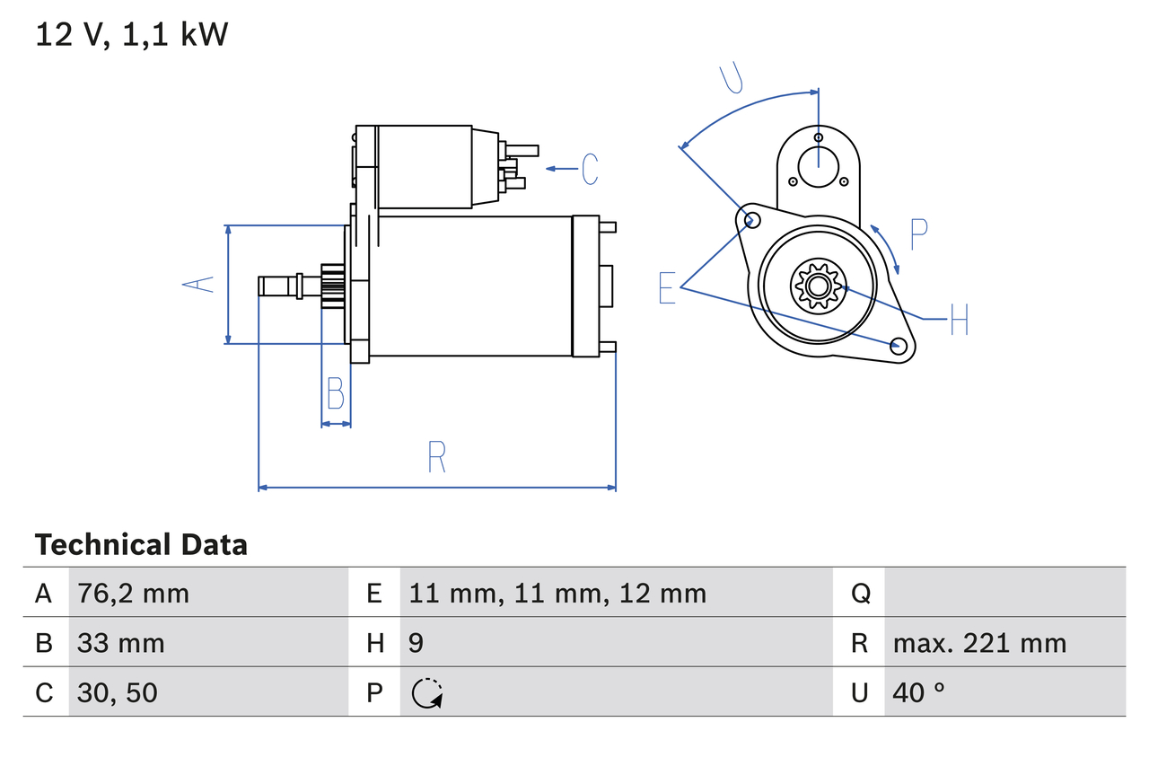Starter - 0 986 016 290 BOSCH