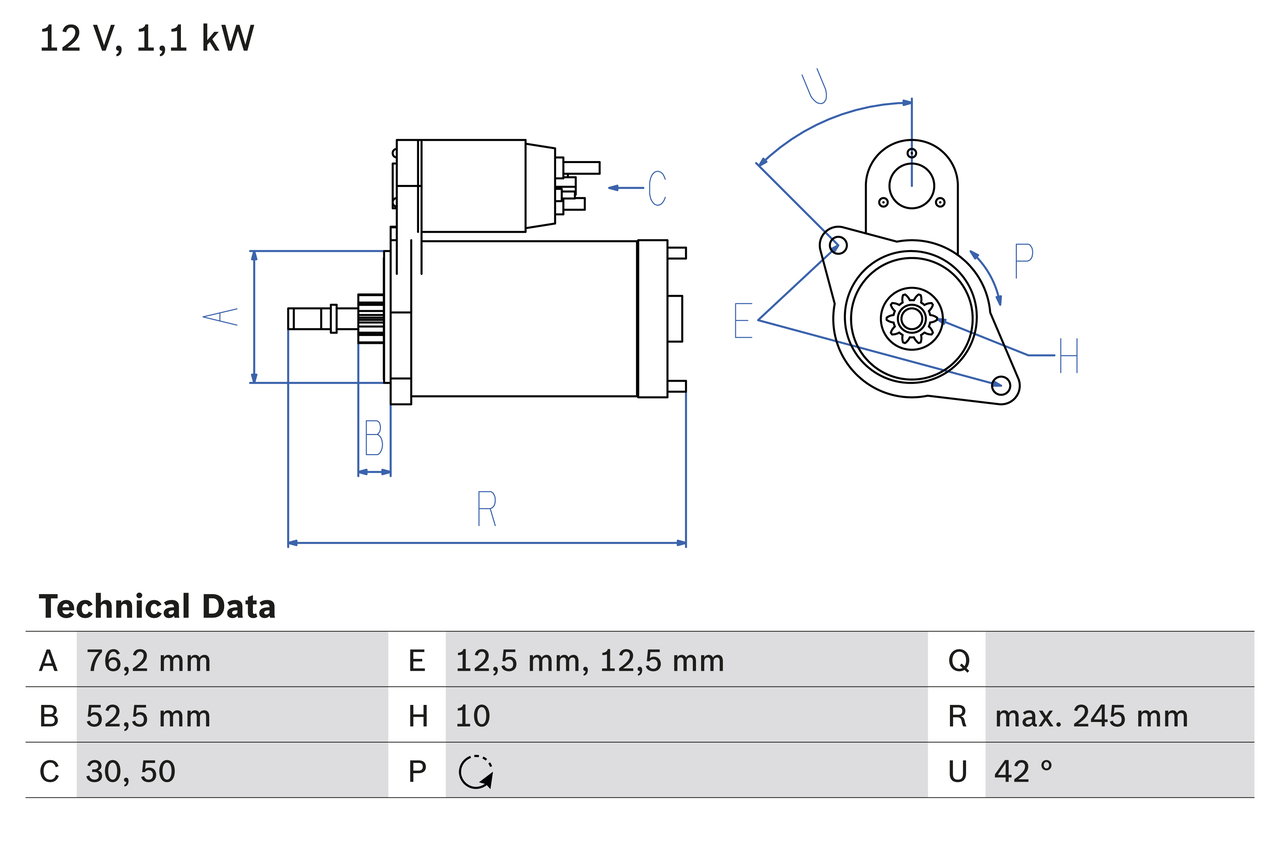 Starter - 0 986 016 300 BOSCH