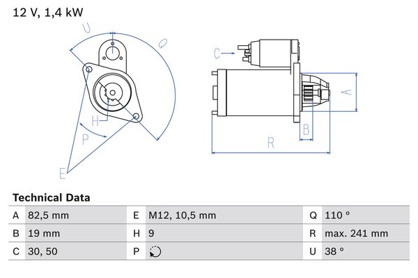 Стартер - 0 986 016 890 BOSCH