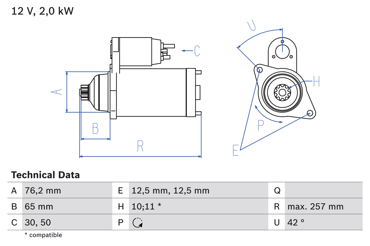 starteris - 0 986 018 390 BOSCH