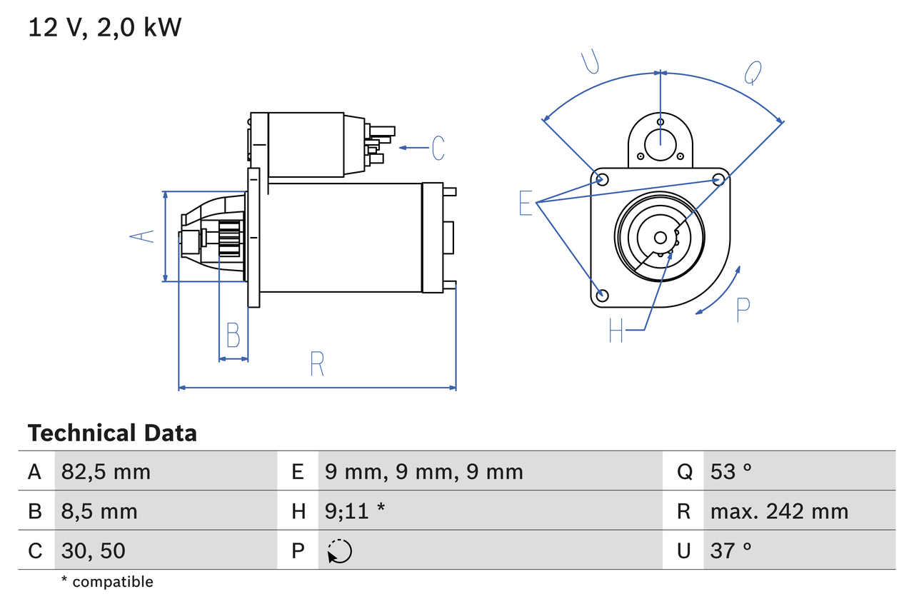starteris - 0 986 018 450 BOSCH