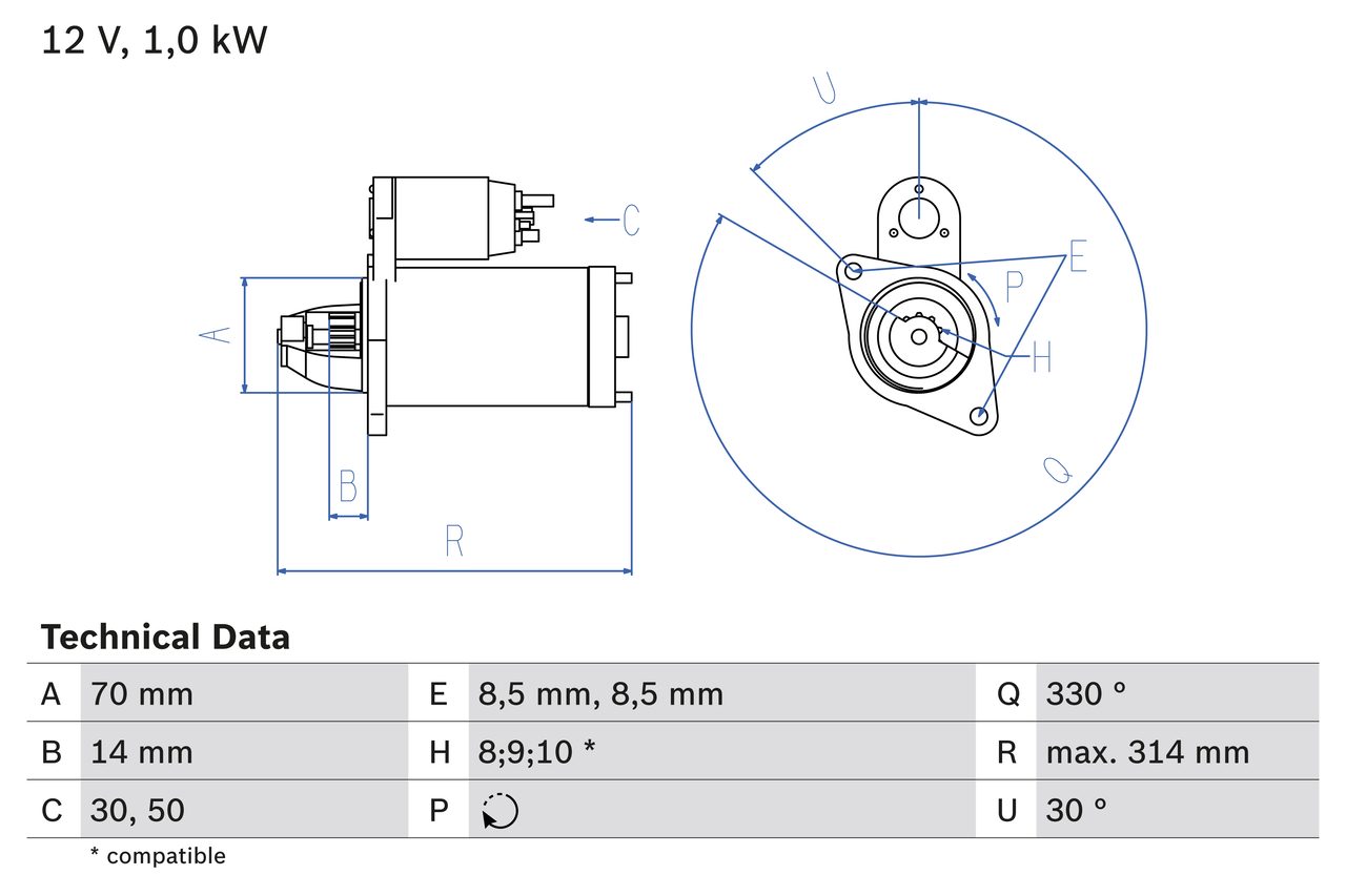 Starter - 0 986 018 570 BOSCH