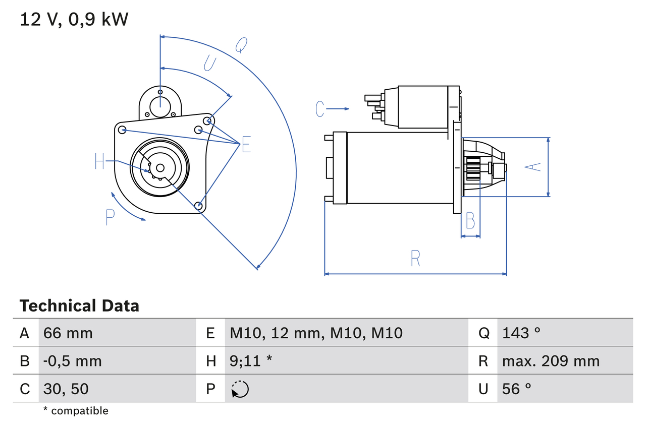 Starter - 0 986 018 860 BOSCH