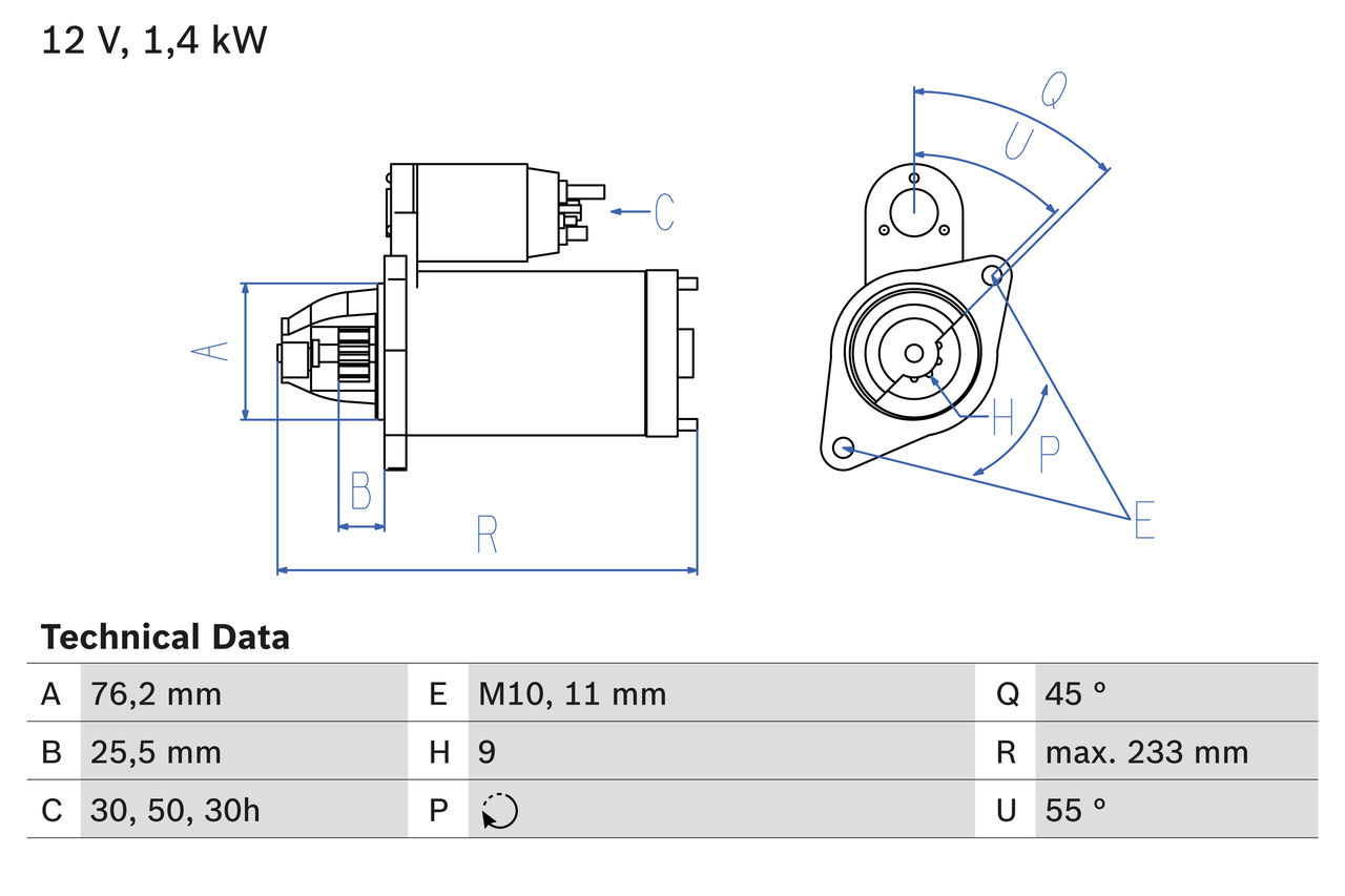 Starter - 0 986 018 890 BOSCH
